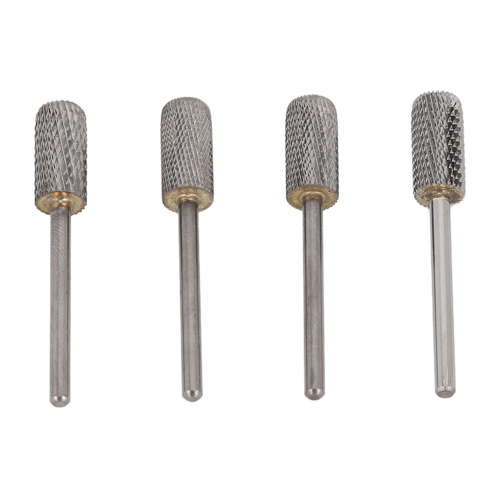 4 pezzi punte trapano per nail art rimuovi la colla per unghie testine per lucidatura delle unghie in acciaio al tungsteno per uso in salone M C F XF