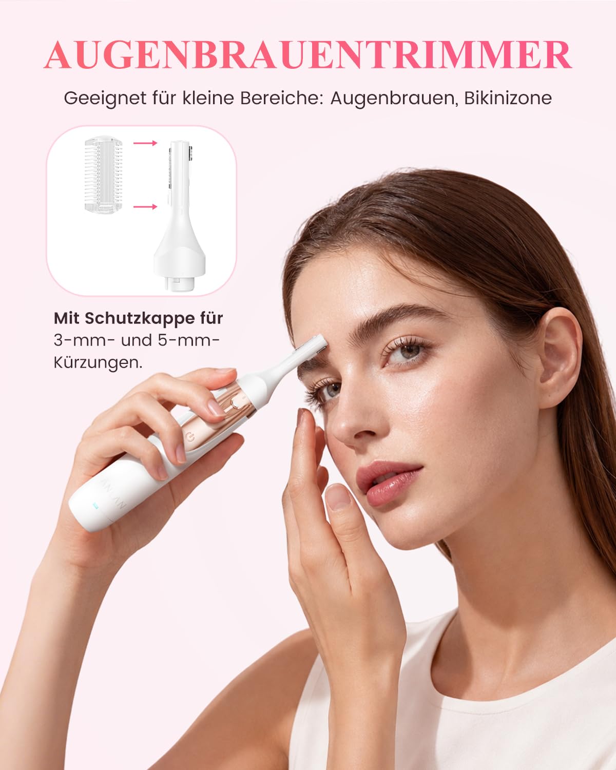 ANLAN Elektrischer Damenrasierer 4 in 1, Intimrasierer Damen & Bikini Trimmer, USB-C Wiederaufladbar, IPX6 Wasserdicht für Nass & Trockenrasur, Körperrasierer für Beine, Achseln, Gesicht & Augenbrauen