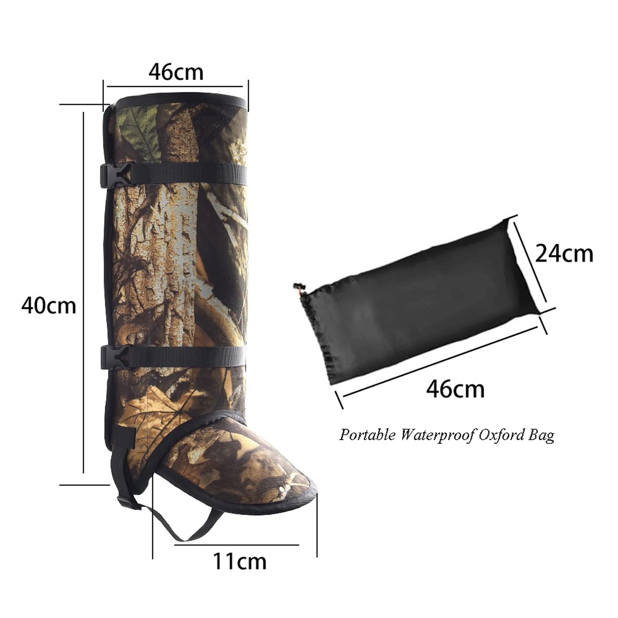 LANGWEI Polainas De Caza De Camuflaje, Polainas Impermeables Gruesas Ajustables para Botas De Nieve, Polainas De Serpiente Antidesgarro para Hombres, Mujeres, Caminar, Escalar, Esquiar