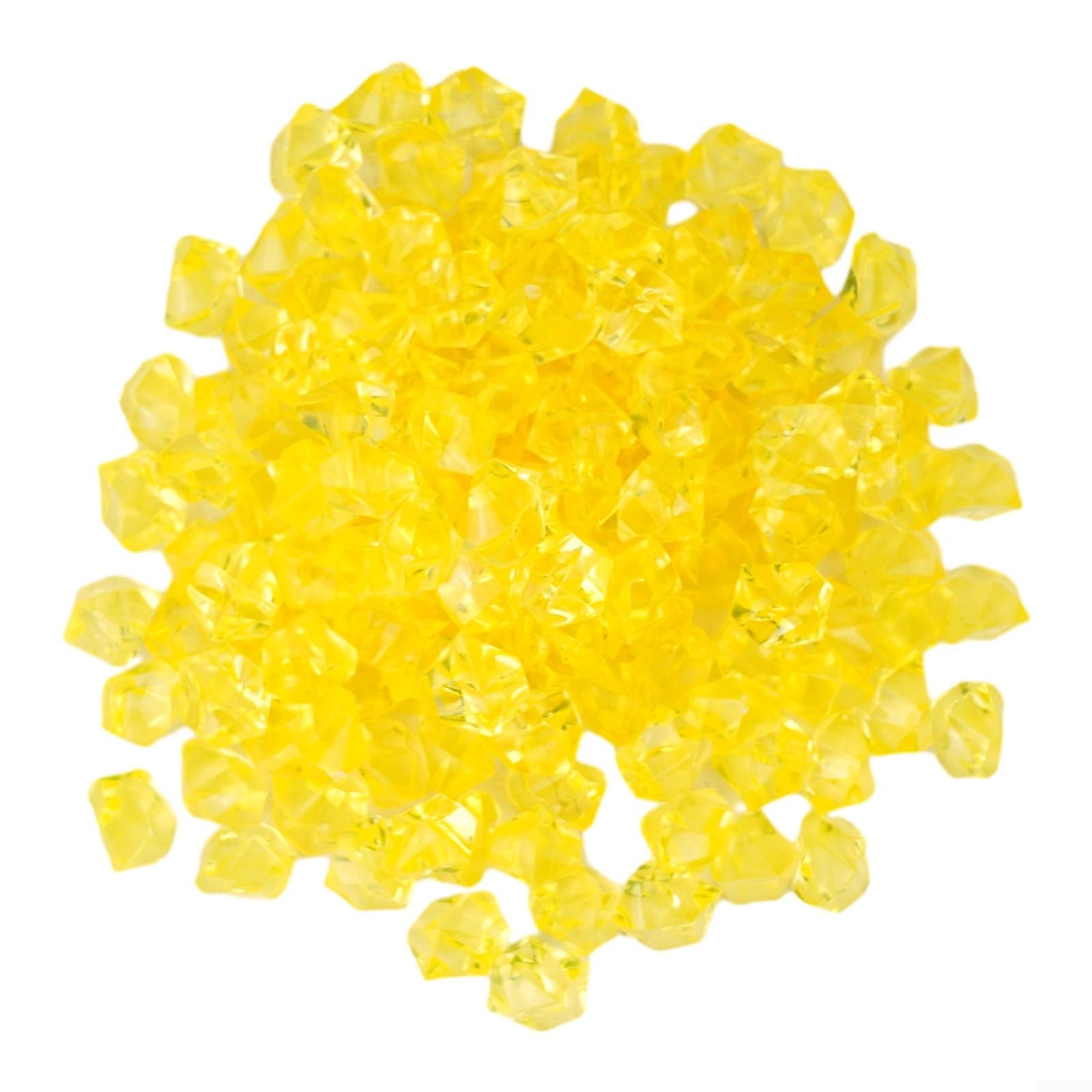 150pcs Acrylic Ice Rocks for CRYSTALs Gems, Bulk Fake for CRYSTALs,Acrylic for CRYSTAL Gem Stone Ice Rocks, for Radiant Vase Plant Decoration,Wedding Decoration,Table Scatter Party(Yellow)