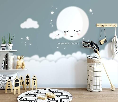 Miniatura 2 de Murwall For Baby Sleeping Moon Wallpaper for Girls Pink Cloud Wall Mural Cute Moons Wall Print for Nursery Bedroom