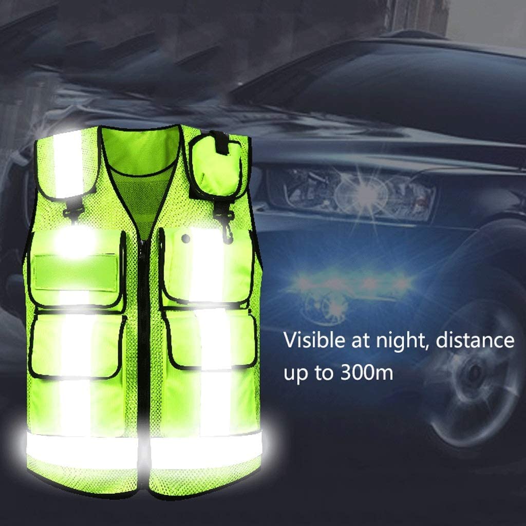 Alta Visibilidad de Seguridad de Seguridad de Trab Traje reflectante for motocicleta, chaleco reflectante de seguridad de color amarillo fluorescente, chaleco de construcción de tela de malla transpir
