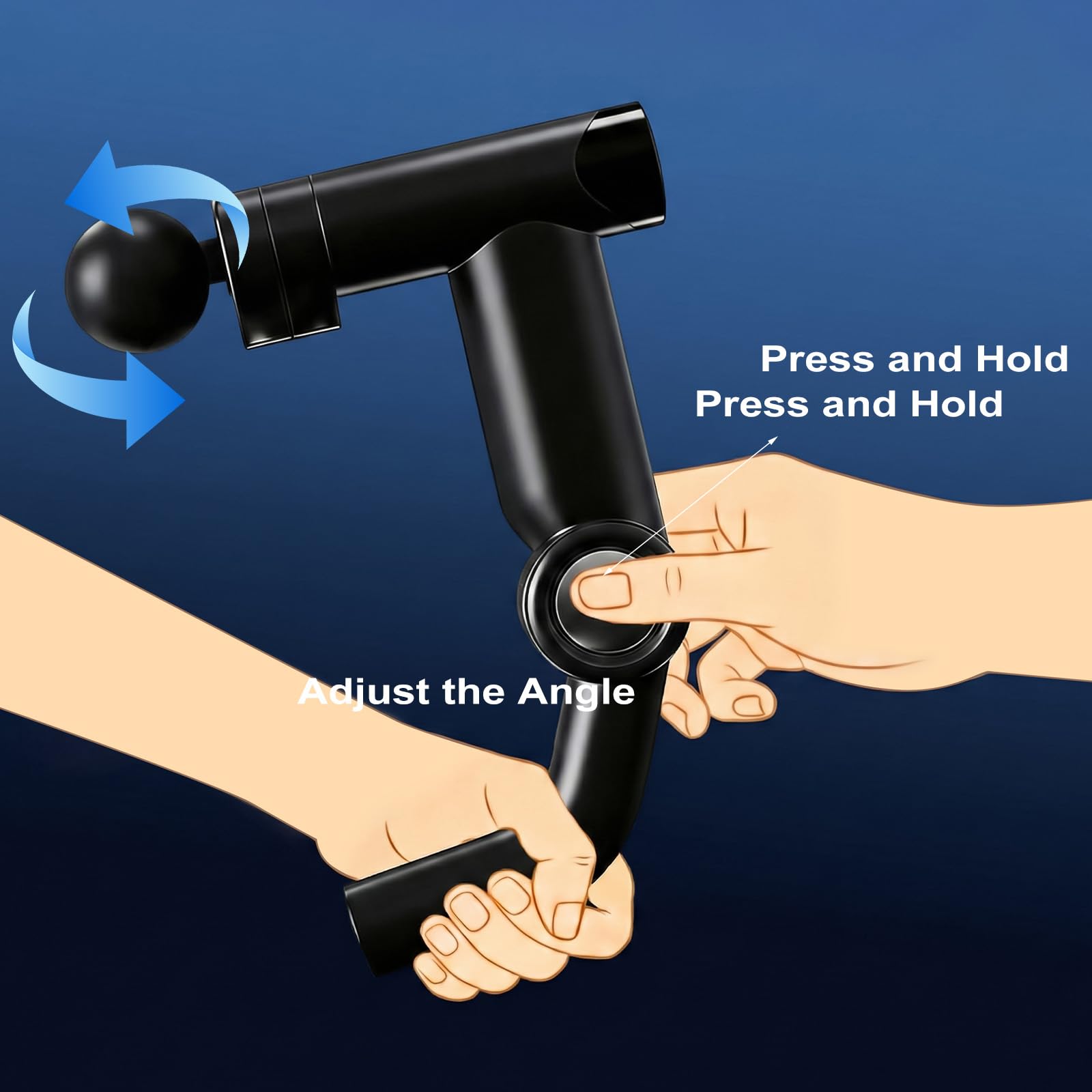 Pistola per massaggi con manico di estensione aggiornato, pistola per massaggi per tessuti profondi, massaggiatore per la schiena per alleviare il dolore ai tessuti profondi, muscoli/collo
