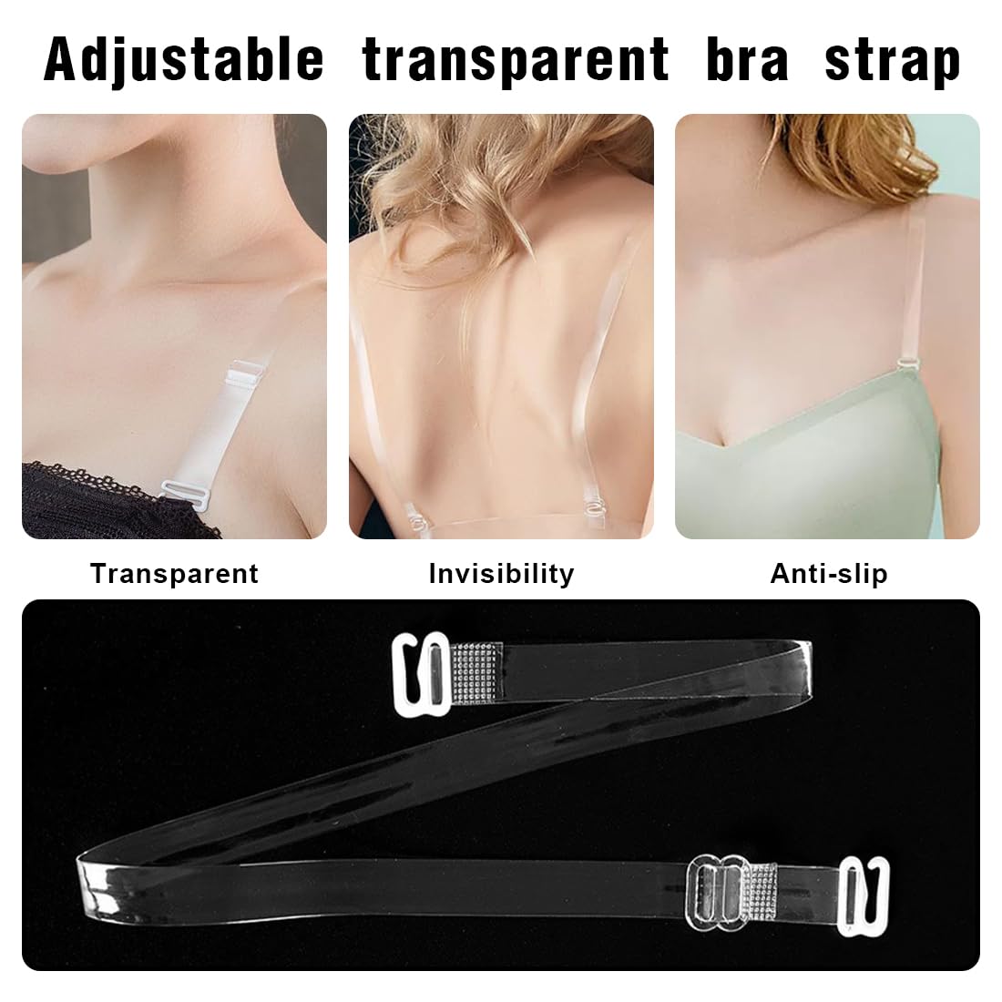4 Paia Di Spalline Trasparenti Per Reggiseno – Regolabili E Antiscivolo – Invisibili Per Abiti Senza Spalline
