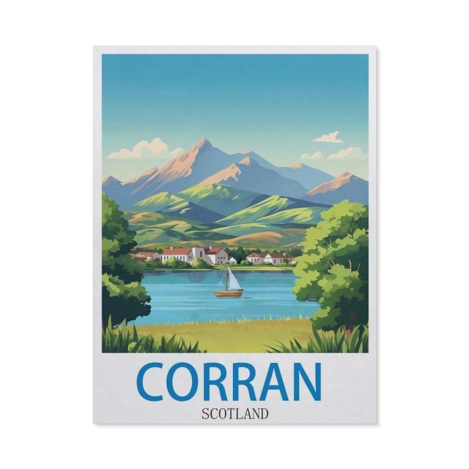 BEAYODKP Paint by Numbers，Corran Scotland,DIY Paint by Numbers Kits for Adults Kids,Canvas Oil Painting with Brushes and Acrylic Pigment Paint by Numbers Arts Craft for Home Wall Decor(40x50cm) -DB7