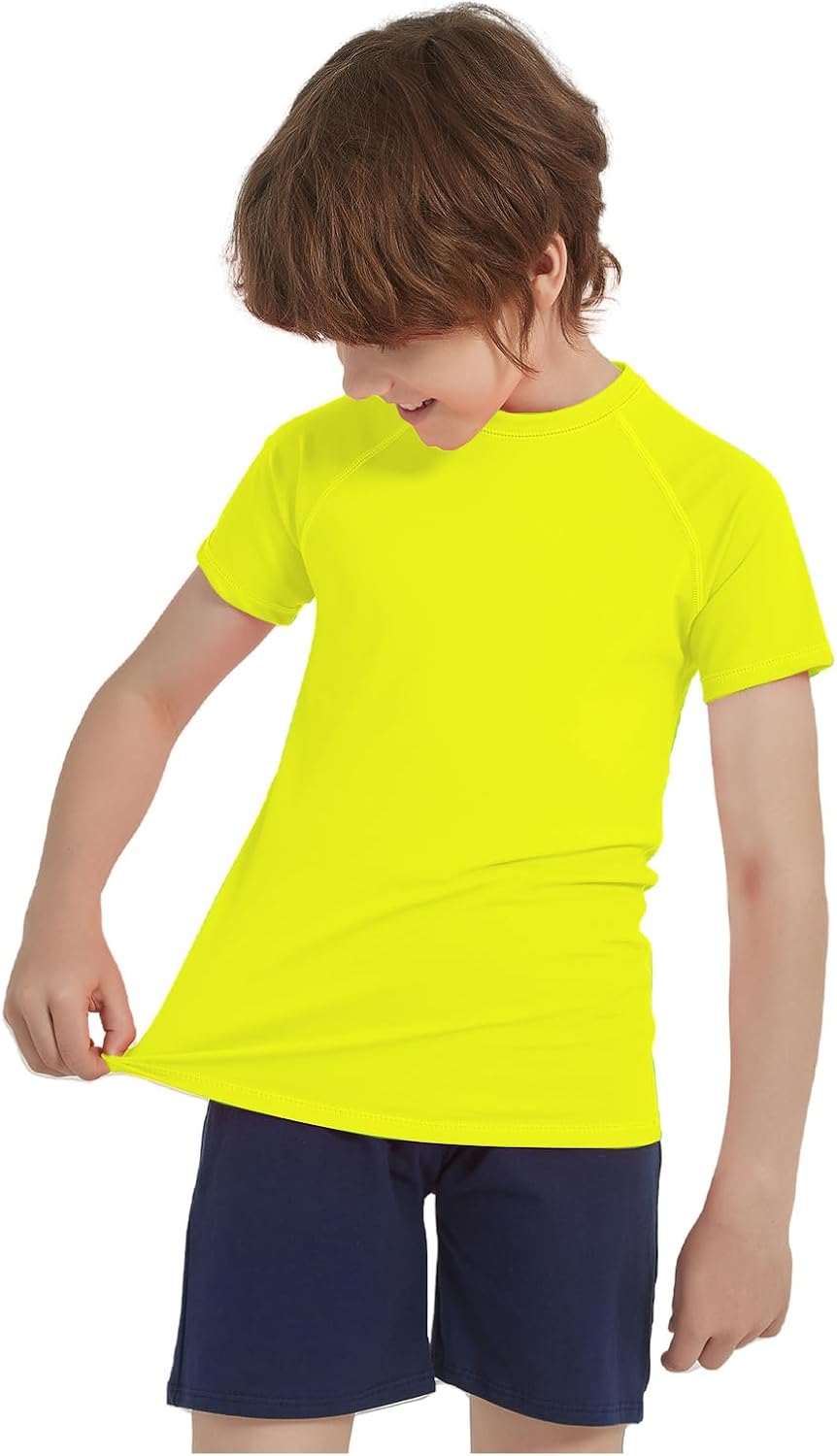 Boys Rash Guard Neon UV Sun Protection Swim Shirt for Kids Teens