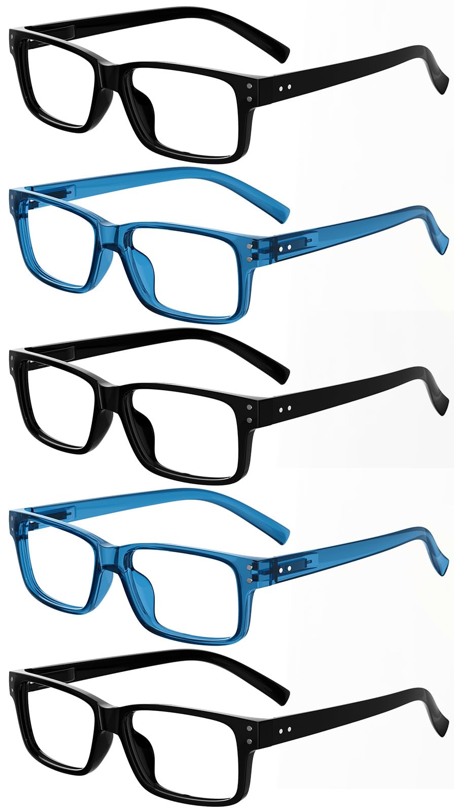 Eyekepper 2.75 Reading Glasses for Women, Readers Men, 3pk Black + 2pk Blue