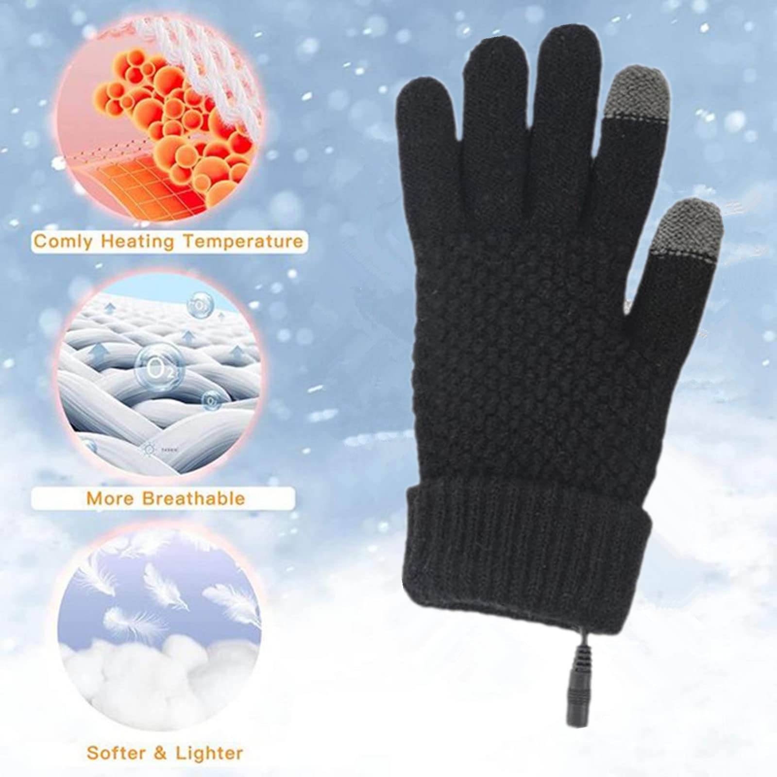 Guanti Riscaldati USB per Uomo Donna Temperatura Regolabile Mani Invernali Guanti Laptop Touchscreen Guanto per Interni o Esterni Guantis Termici Regolabili e Lavabili
