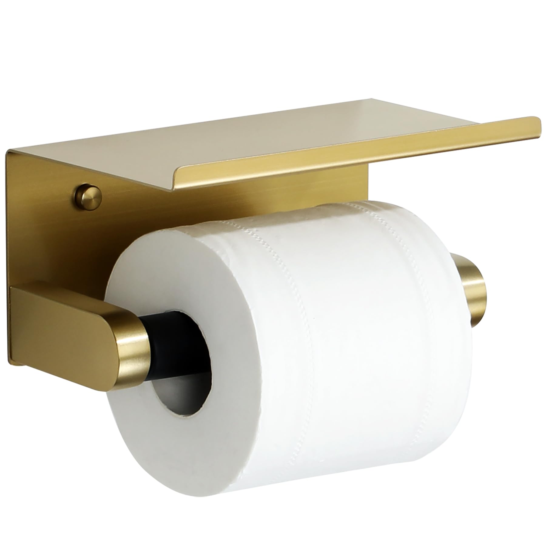 Alise Black Toilet Paper Holder with Shelf Wall Mount Adhesive or Drilling — Amazon image 13