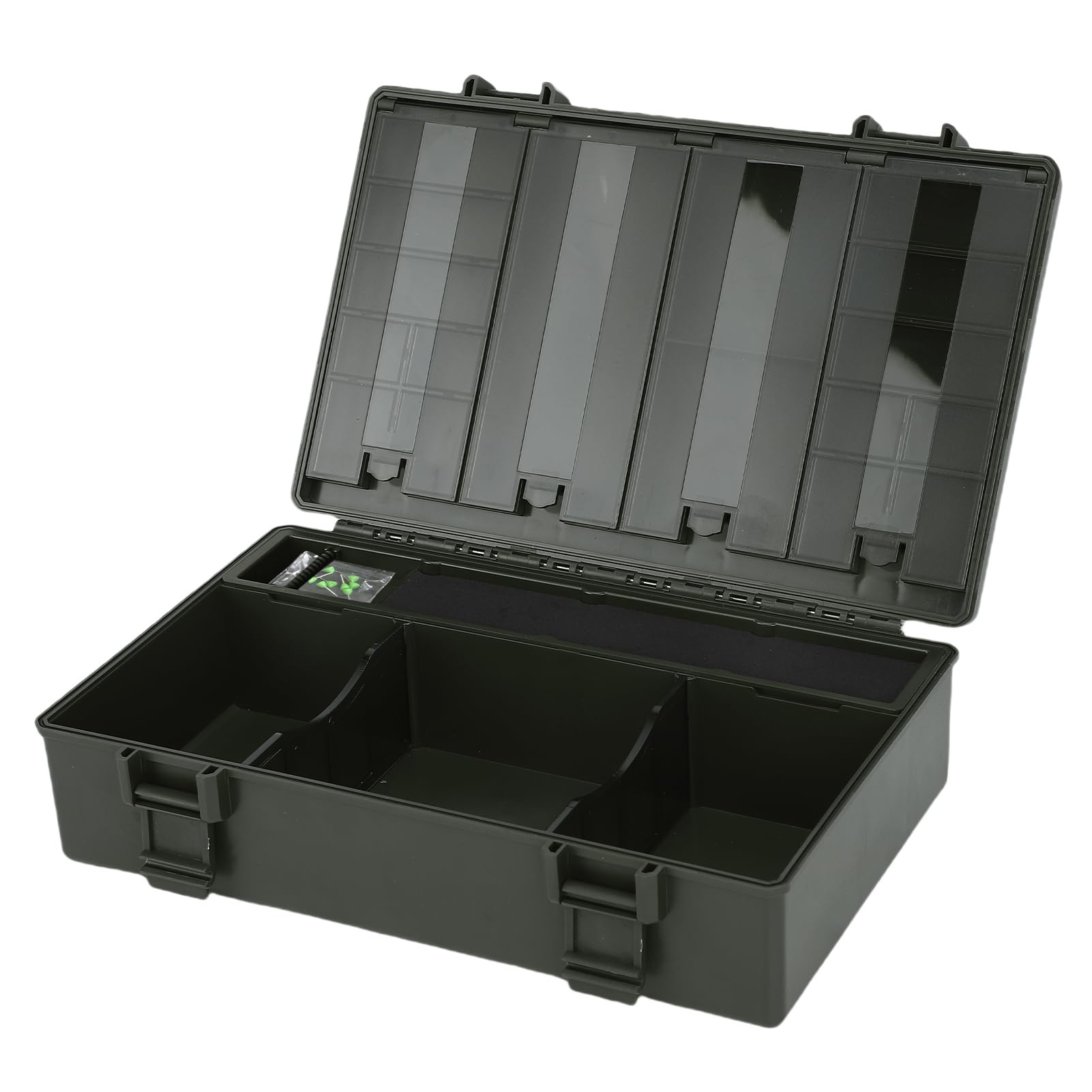 Ampio Spazio di Stoccaggio Rig Box Organizzatore per la Pesca Alla Carpa con Scala, Design Sigillato, 8 Chiodi, Adatto per gli Appassionati di Attrezzatura per la Pesca Alla Carpa,