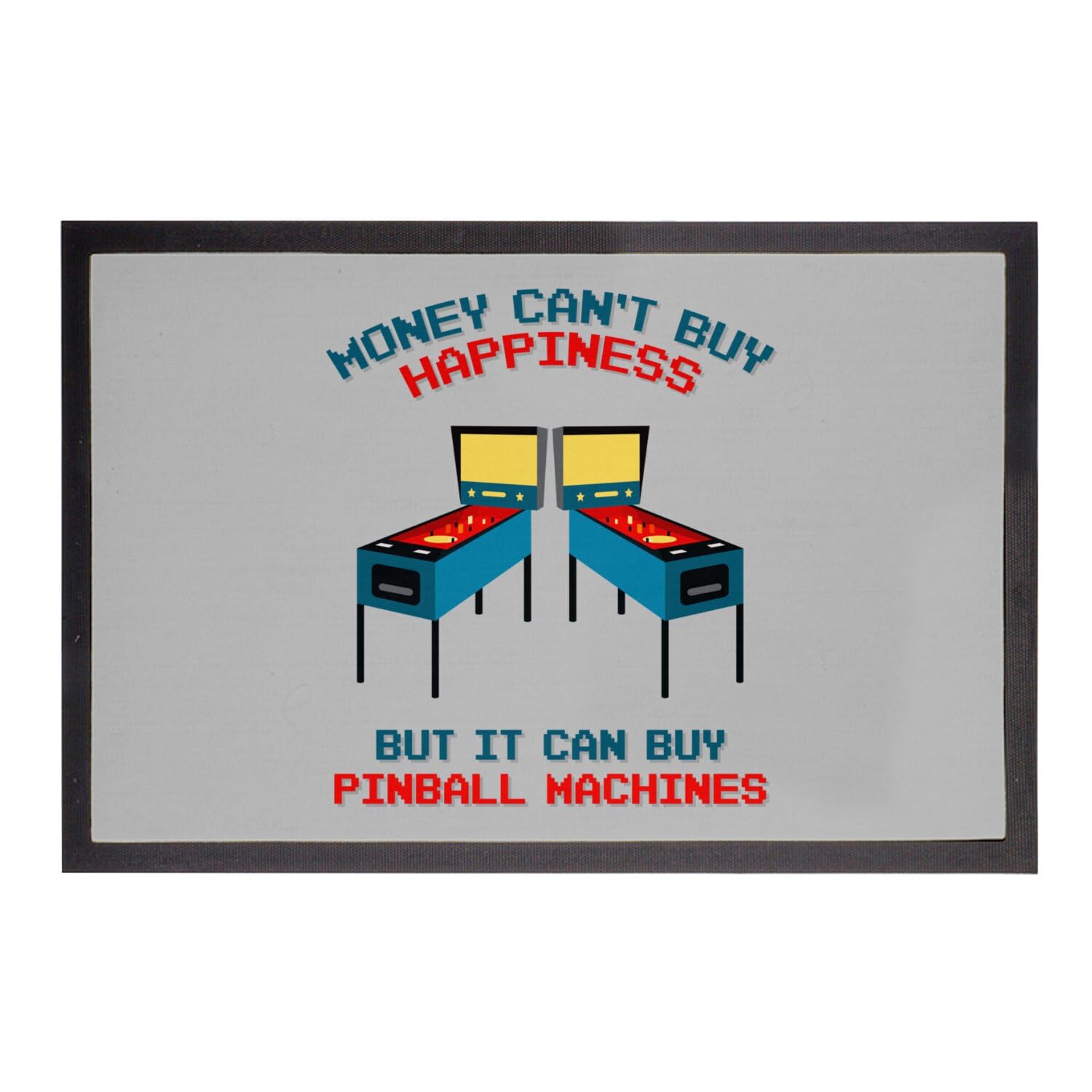 Paillasson gris 75x50cm pinball machine idéal pour sublimer l'entrée des passionnés
