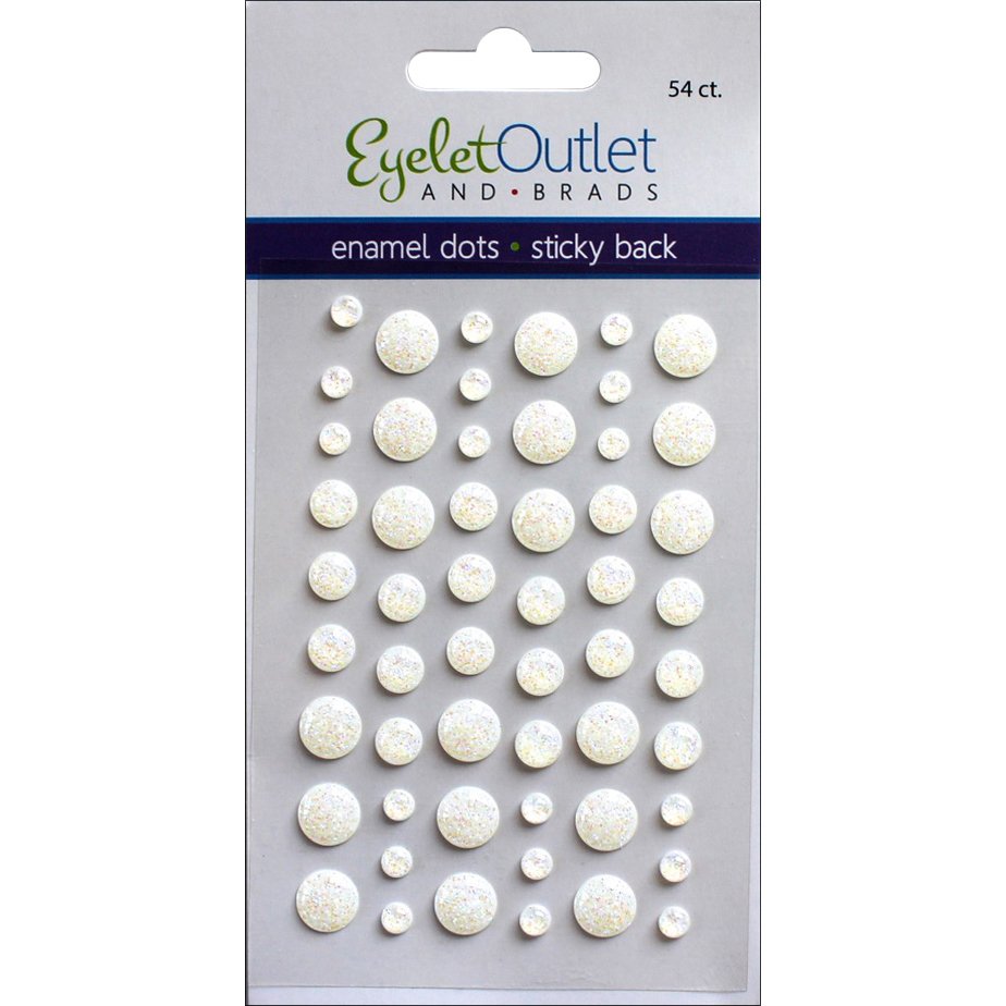 Eyelet Outlet Adhesive-Back Enamel Dots 54/Pkg-Glitter White