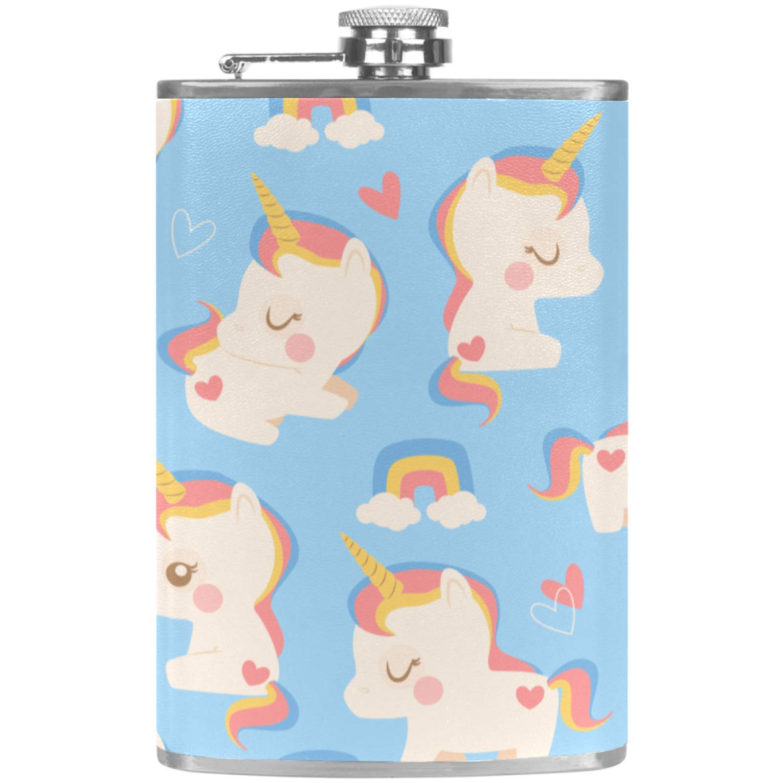 Flasque à whisky de poche licorne arc-en-ciel, cadeau original pour bar