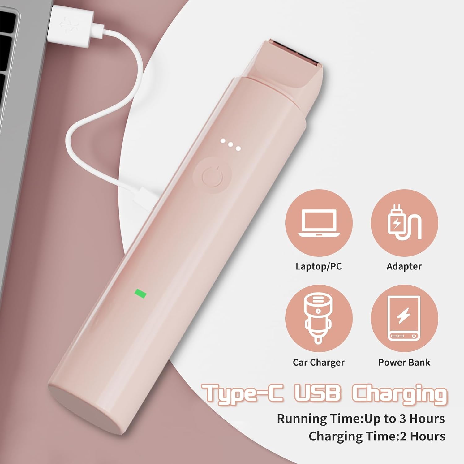 Bikini Trimmer for Women Pubic Hair - 2 in-1 Electric Razors for Women - Rechargeable Electric Trimmer - IPX7 Waterproof Bikini Trimmer for Underarm Leg Arm Body Face Hair Remover Portable