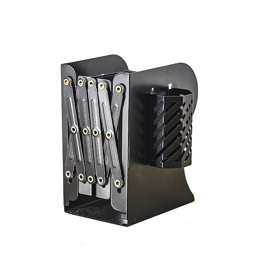 Expandable Metal Bookends With Pen Holder & Dividers – Adjustable Book Organizer For Heavy Books, Magazines, Office & Home