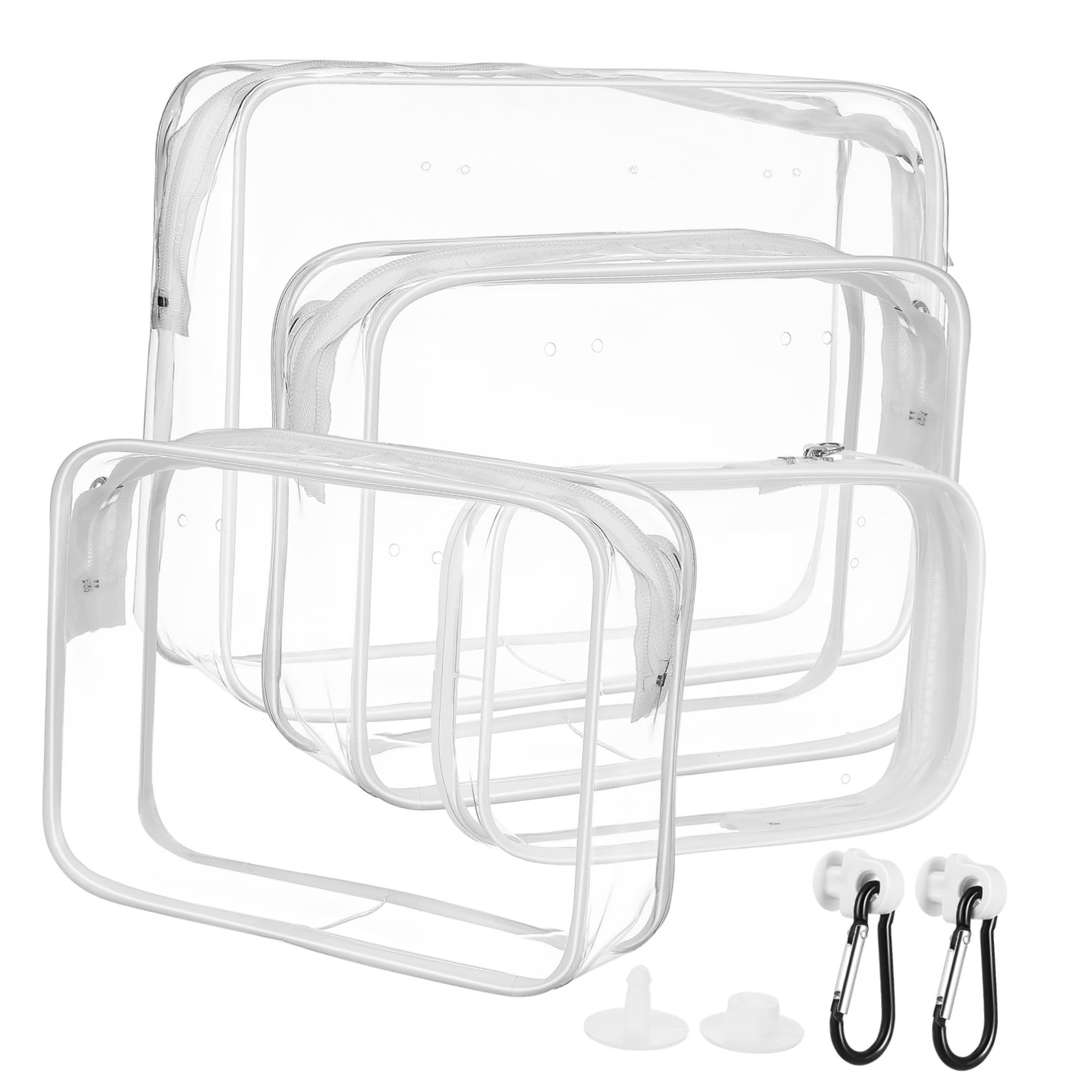 4 pièces Pochette Zippée Transparente PVC Résistante Étanche pour Plage et Voyage pour Téléphone et Accessoires Compatible de Plage