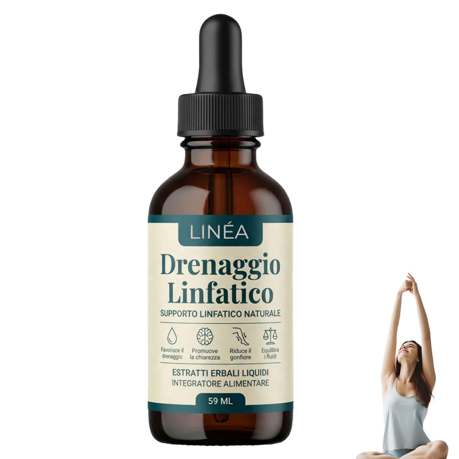 Linea Drenaggio Linfatico Gocce, Gocce di Benessere peril Drenante Linfatico, Formula Erboristica Naturale,Senza Glutine, Adatte per Donne e Uomini (1)