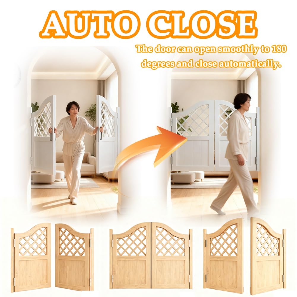 Puerta Vaiven de madera de pino, Puertas de Salón oscilante, Puerta Abatible de Café, Puertas De Vaquero Madera Maciza, Cierre Automático, para Balcón, Cuarto de Guardarropas