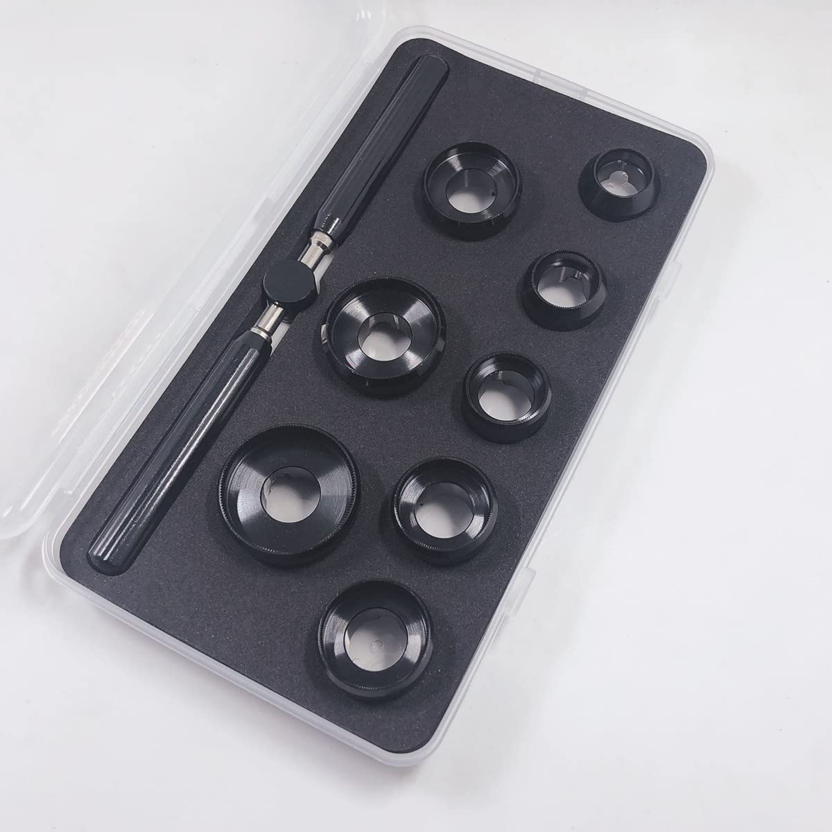 1 Set di Strumenti per la Riparazione di Orologi Neri, Chiave Inglese, apribottiglie