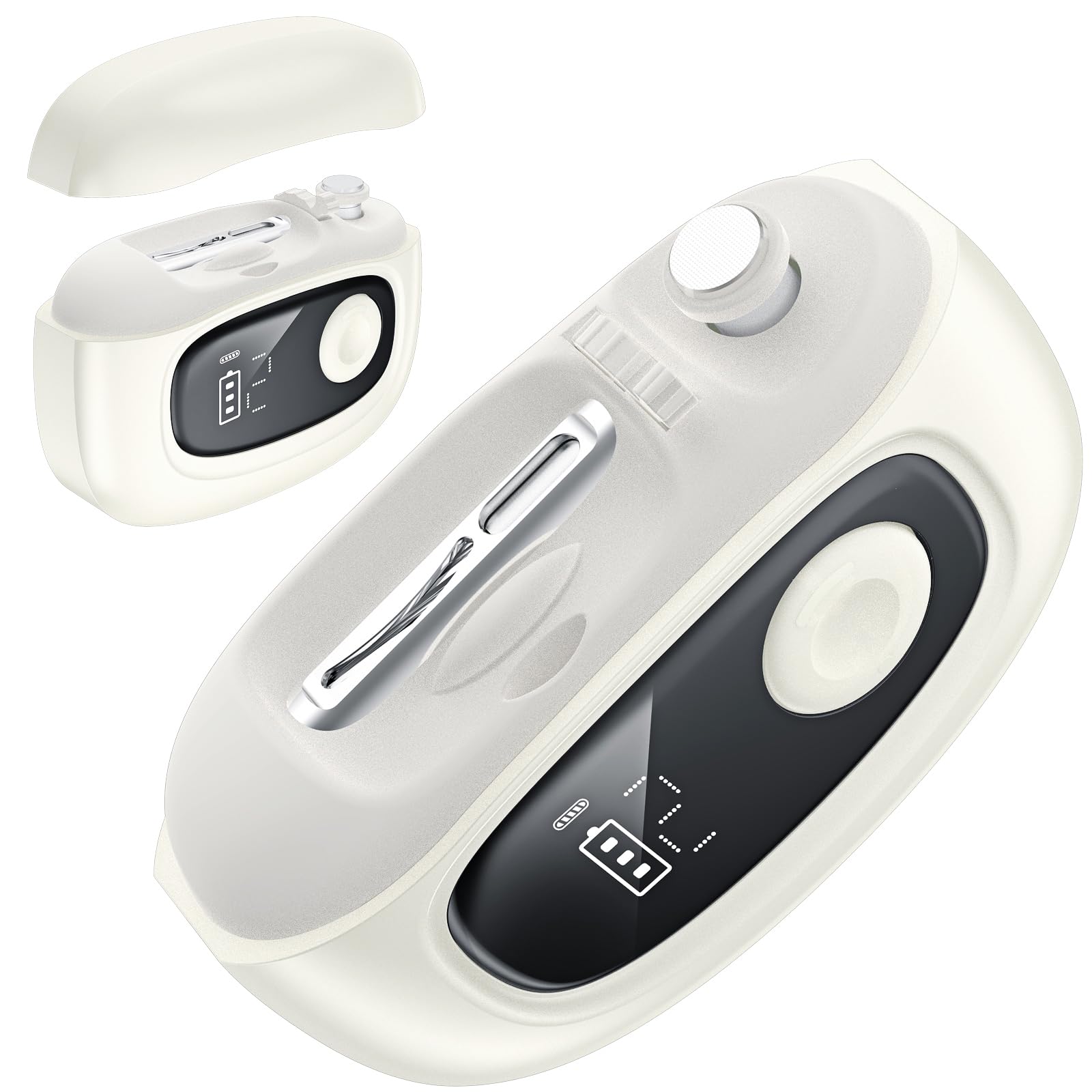 FOLAI Elektrischer Nagelknipser, Doppelklinge mit Polierfunktion, LED & Vergrößerungsglas, Nagelsammelbehälter, wiederaufladbarer Nagelschneider für Babys, Erwachsene, Ältere Menschen & dicke Nägel