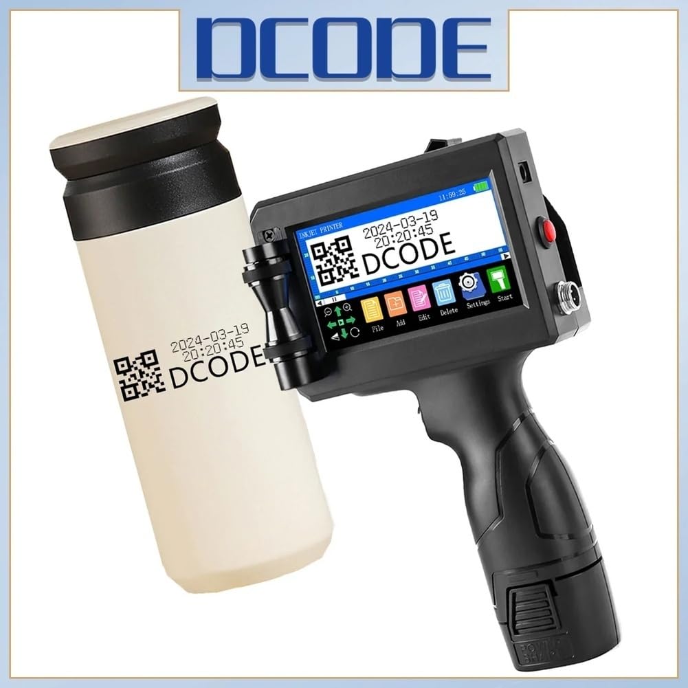 Tragbarer Handtintenstrahldrucker 12,7 mm QR-Code-Barcode-Etiketten-Chargennummern-Logo-Datumscodierungsmaschine für Verpackungen, 1 Stück
