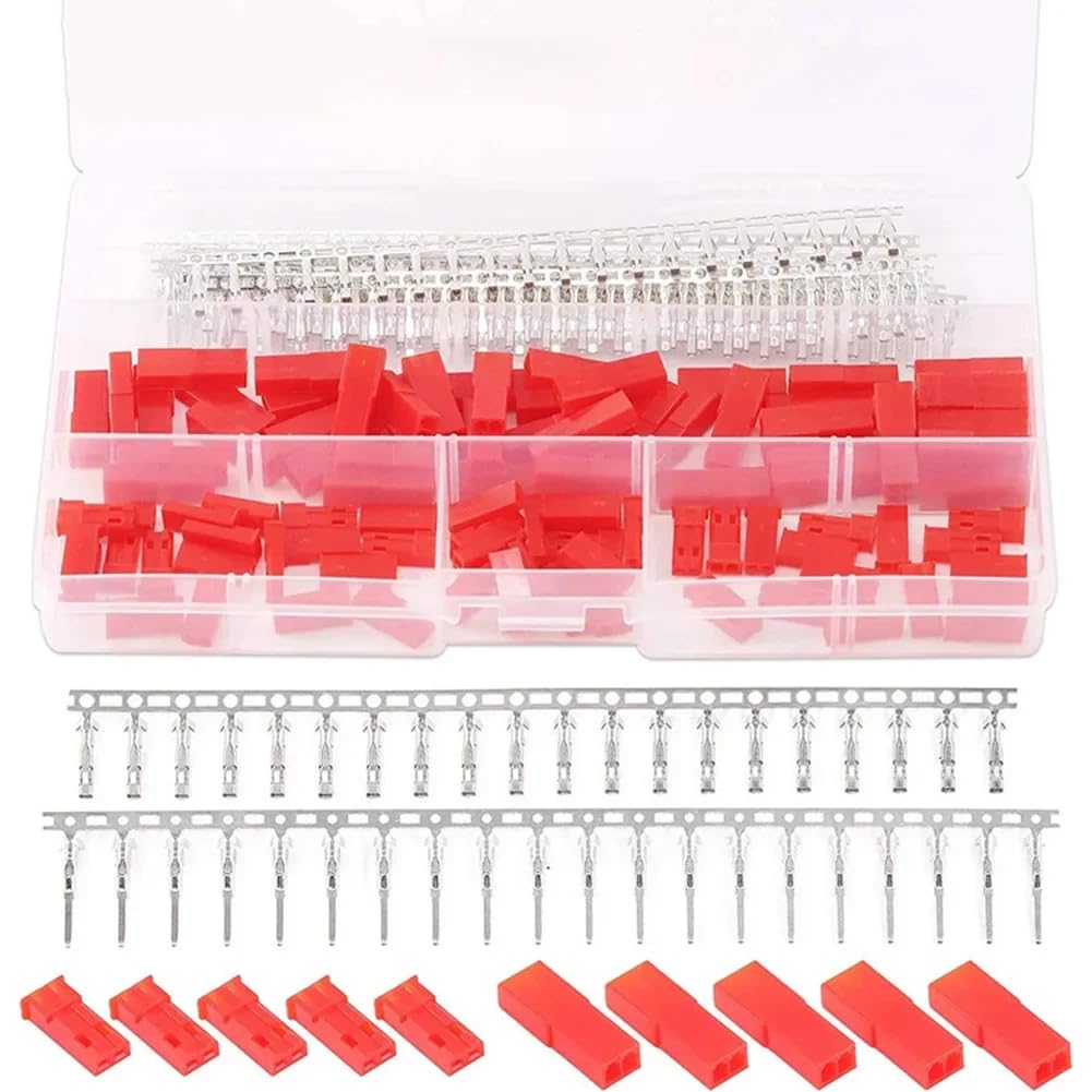 Dollatek Women's Red 420Pcs (70 Sets) Jst Syp 2-Pin Male Plug Housing Kit, Male Crimp Terminal Connector Set