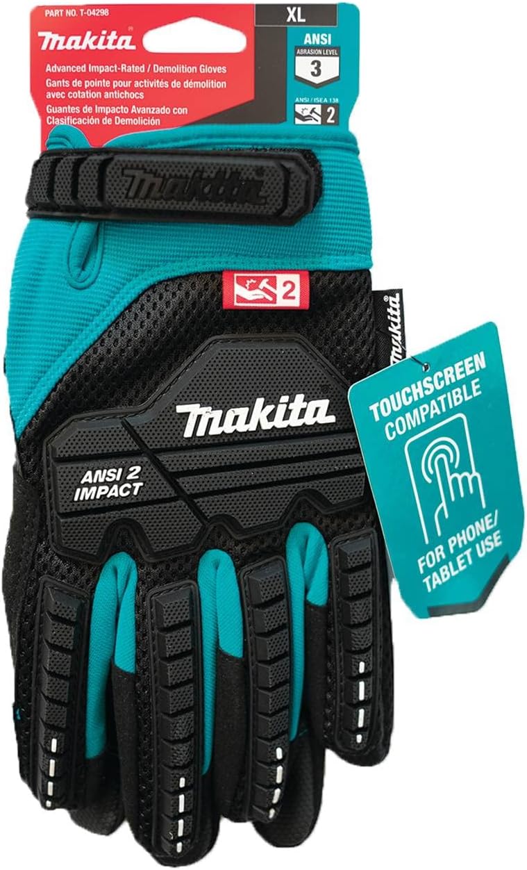Makita Unisex Impact-rated T 04276 Advanced ANSI 2 Impact Rated Demolition Gloves