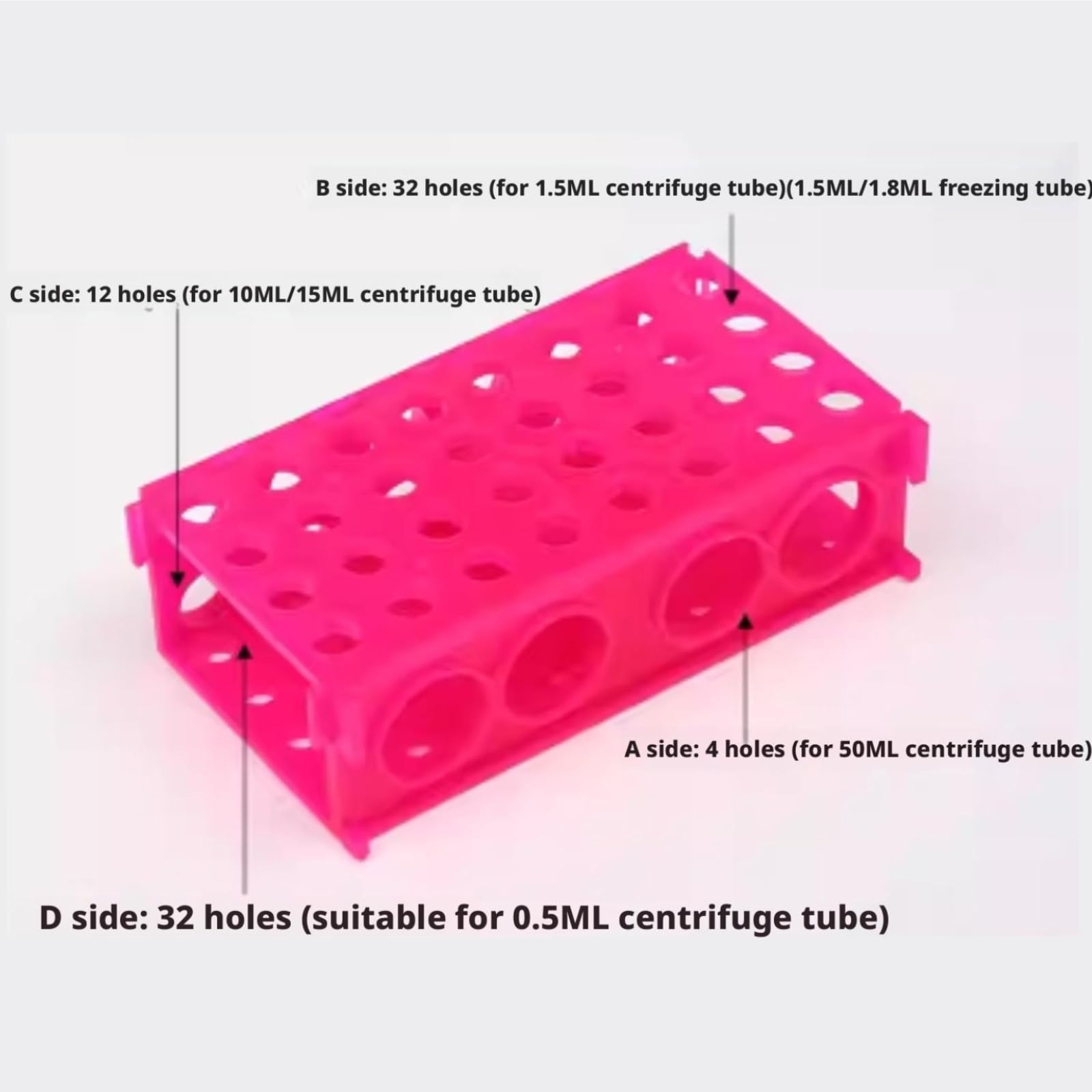 Soporte de Laboratorio Paquete De 5 Soportes Plástico For Tubos Ensayo con 4 Orificios Y Múltiples Gradilla para Tubos