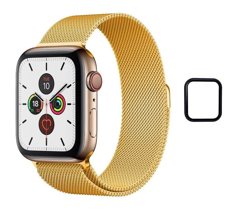 Dado Milanese Loop Strap for Apple Watch Series 10 | Ultra 2 | 9 | 8 Ultra | 8 | 7 | 6 | SE, Stainless Steel Mesh type Band with Add on Screen Protector