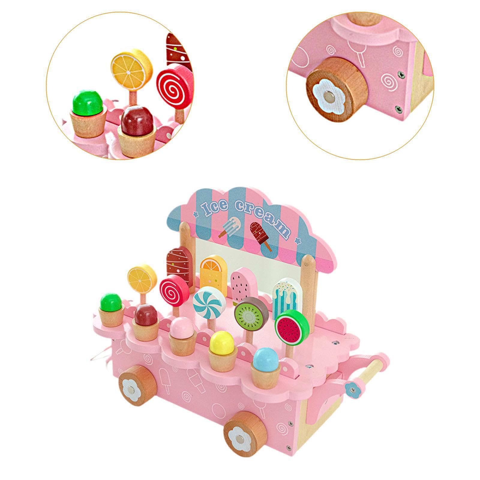 Cuisine en Bois pour Enfants, Jeu de rôle, Accessoires de Cuisine colorés, idée Cadeau pour Enfants, comptoir à Glaces, Cadeau d'anniversaire, etc. Ensemble de Jeu en