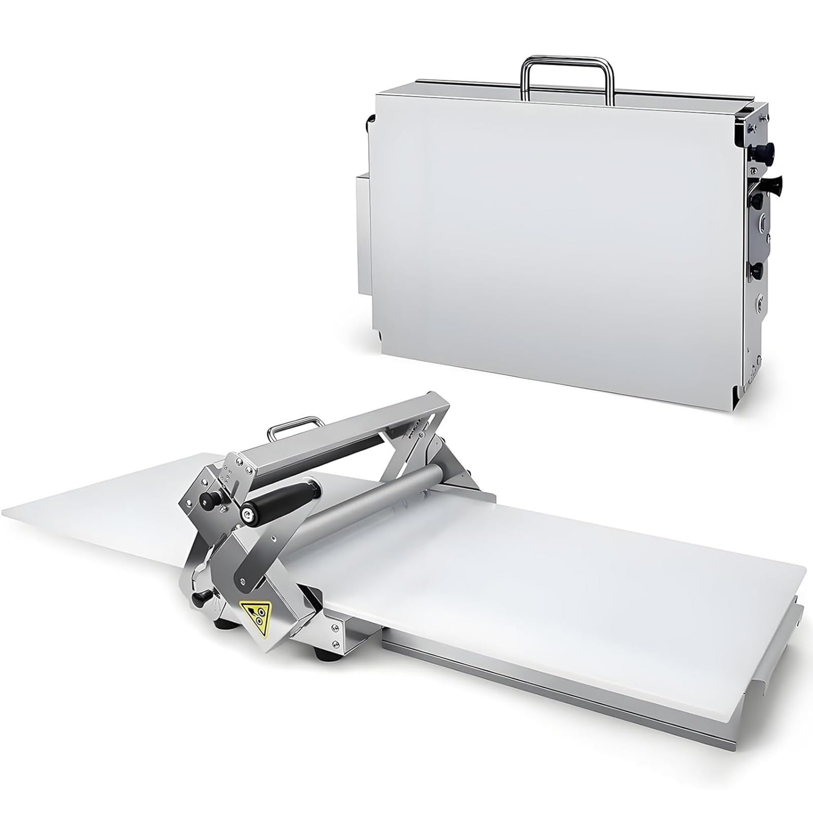 Stainless Steel Commercial Dough Sheeter,Folding Dough Rolling Machine,No Need To Plugs In,Manual Dough Sheeter With Adjustable Thickness,For Baking Enthusiasts, Small Bakeries