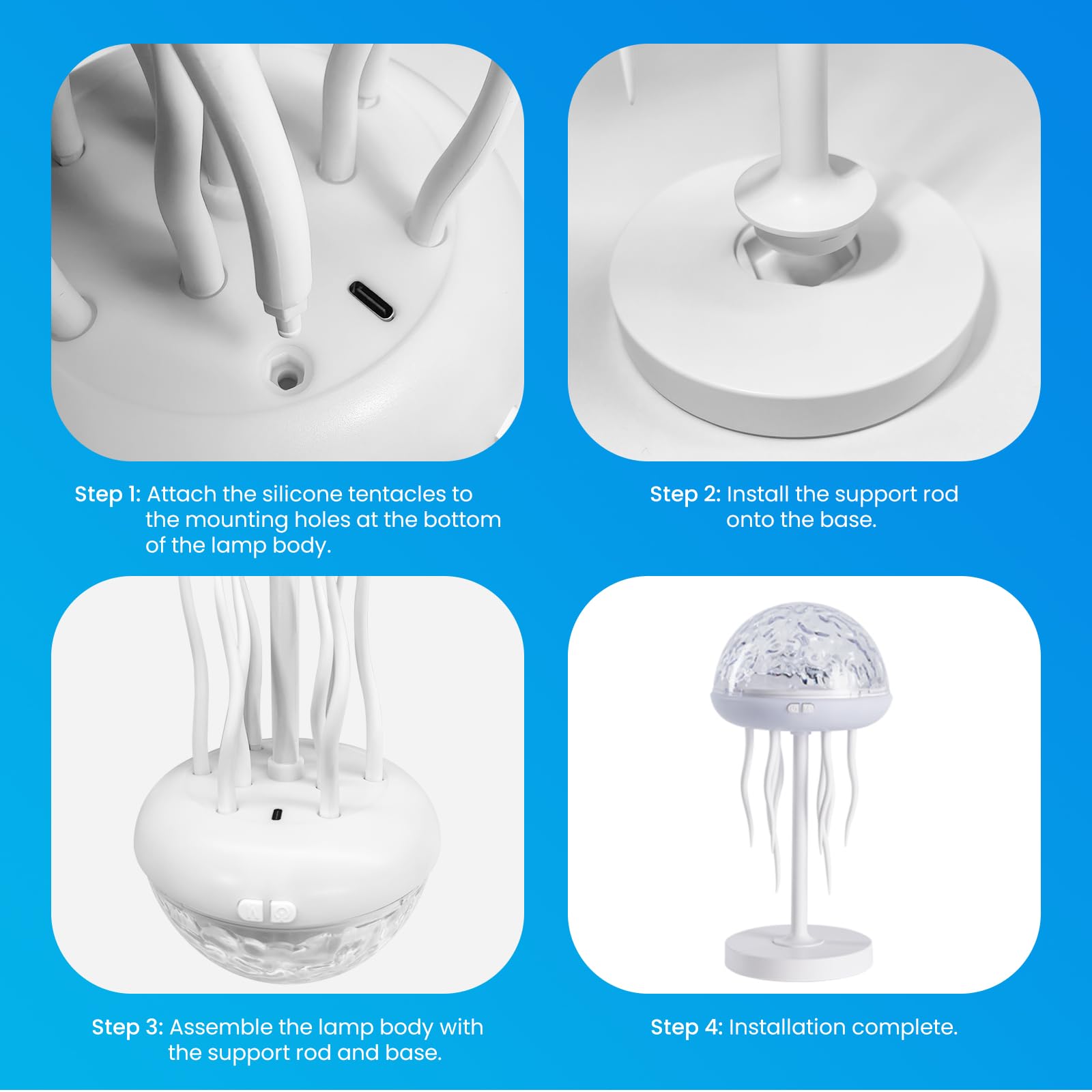 Lampada medusa e proiettore oceano, luce ricaricabile 2 in 1 | gelatina pesce luce lampada oceano onda proiettore acqua ondulazione lampada onda lampada oceano camera arredamento