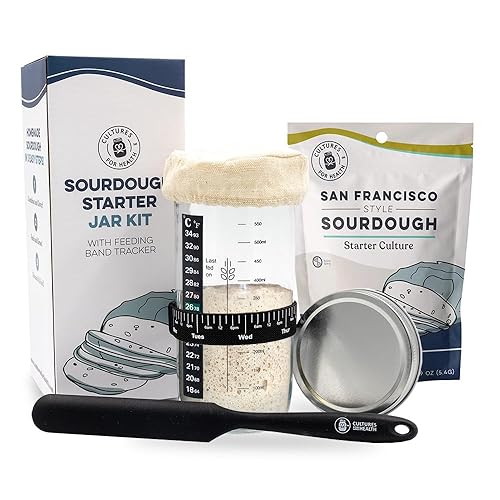Cultures for Health Kit de tarro básico de masa madre + paquete de cultivo básico de masa madre de San Francisco | Suministros esenciales para