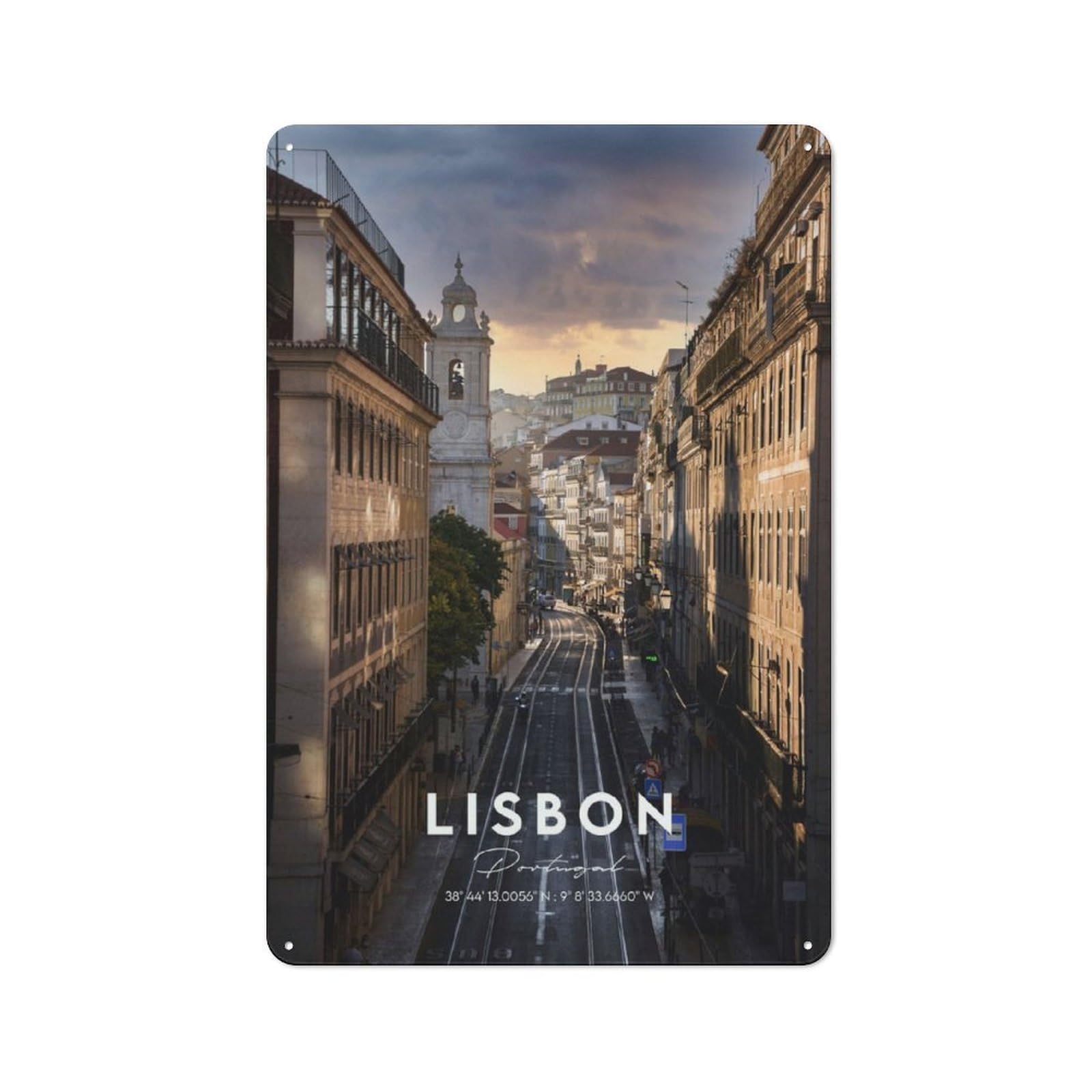 Junmoney Lisboa Retro Tin Sign 30X20cm Featuring For Bar Or Restaurant, For Metal Sign Collectors, For Garage And Workshop Walls