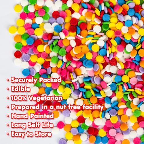Image of Edible Confetti Sprinkles,Colorful Round Cake Decoration for Desserts,Rainbow Circular Candy,Pastel Circle Sprinkles for Cake Baking,Perfect For Birthday Wedding Party Decorating Supplies | 130g Round Candy Decorations,Circular Pastel Sugar for Baking,Birthday Wedding,Graduation ,Anniversary,Holiday Party Supplies