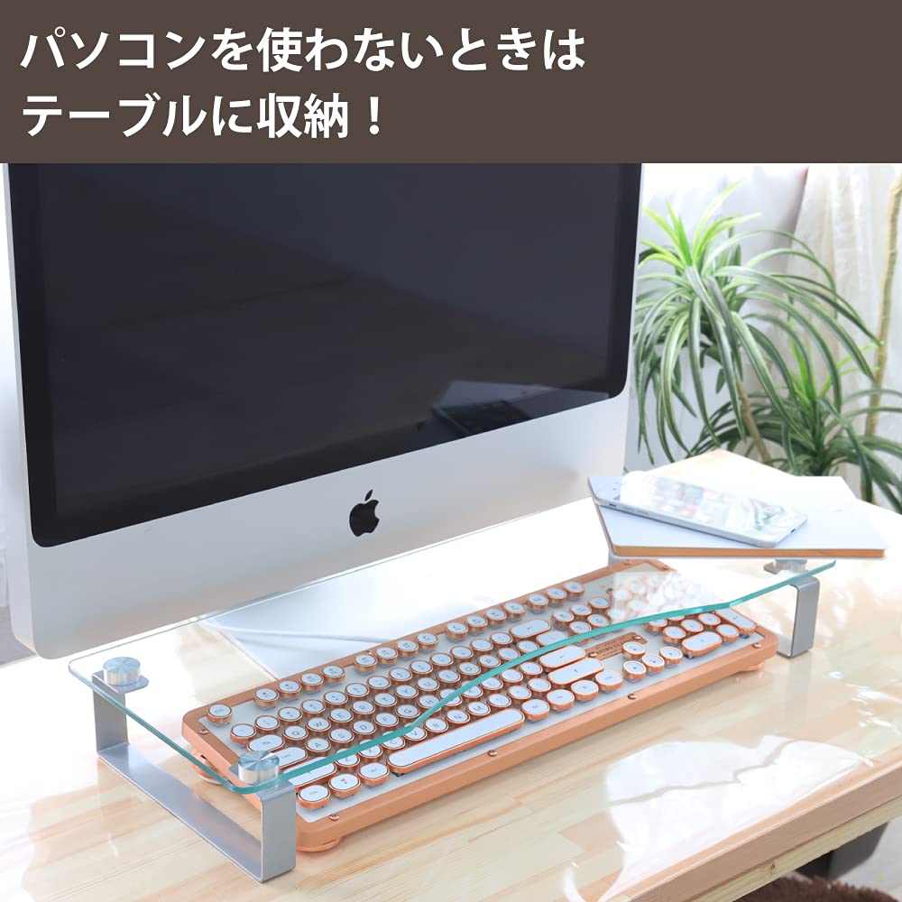 Amazon.co.jp: hABa モニタースタンド 強化ガラス製 クリア ブラック 