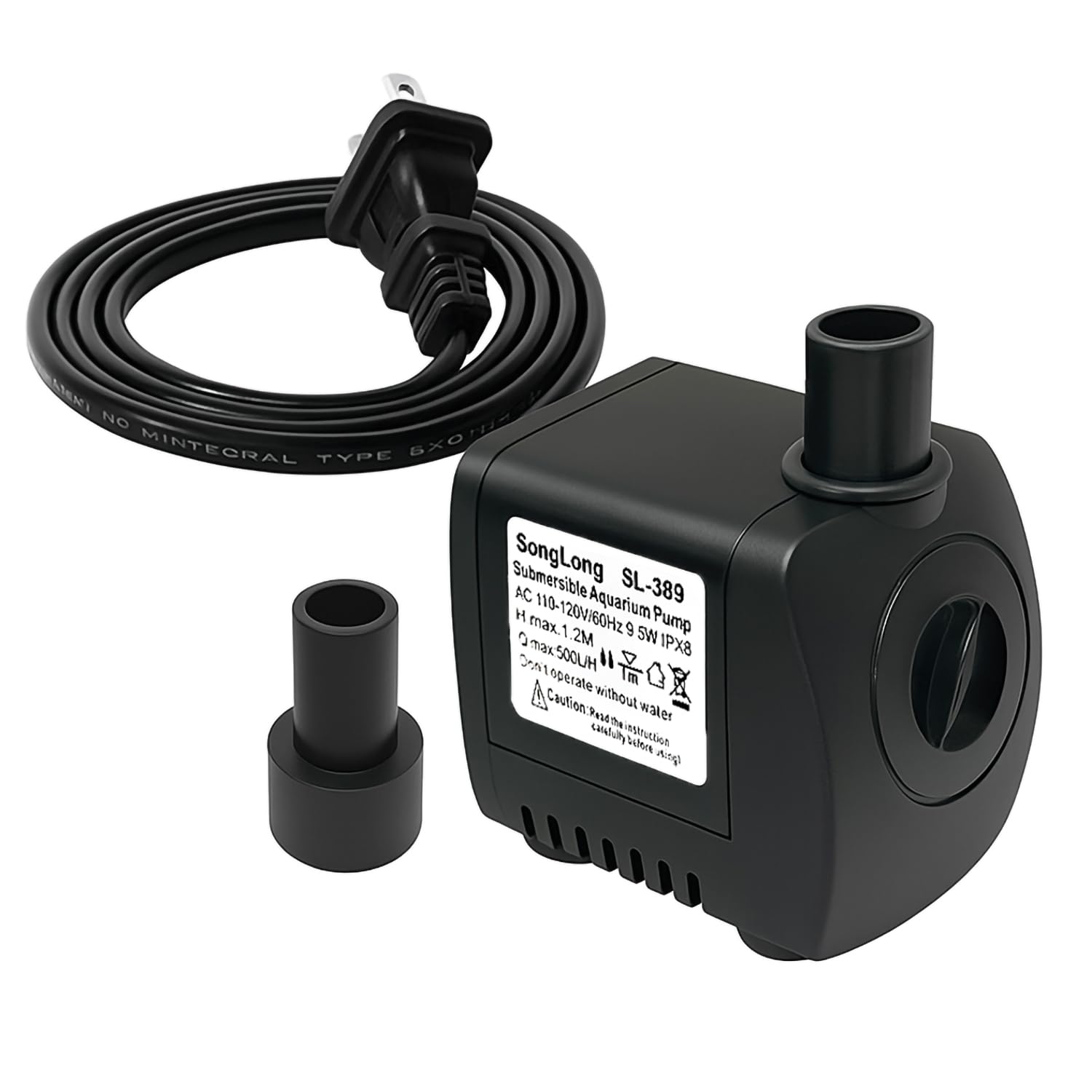 songlong Knifel Bomba Sumergible de 130 GPH Ultra silenciosa con protección contra Quemaduras en seco, 5.2 pies de elevación, para Fuentes, hidropónicos, estanques, acuarios y Mucho más. | Ultra silencioso, perfecto para hidroponía, estanques pequeños, ac