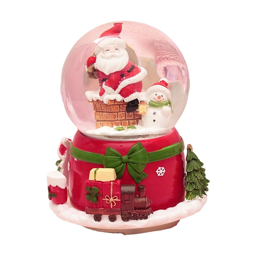 Amazon.co.jp: ヴィンテージ樹脂3DスノードームオルゴールLED&