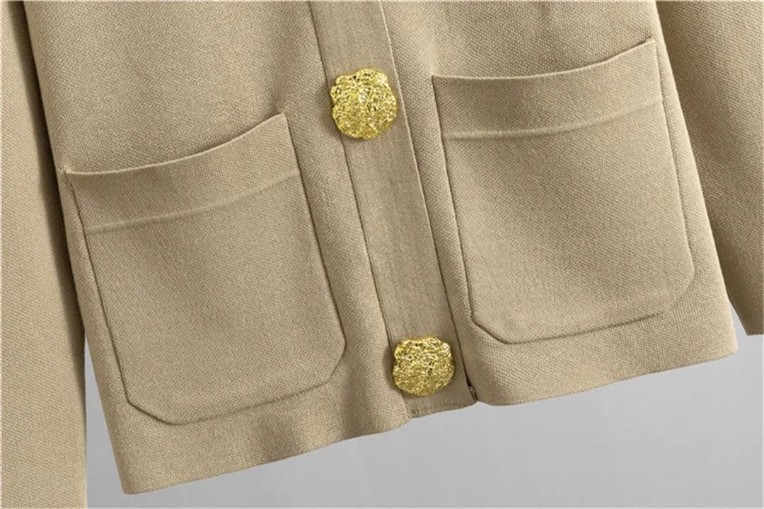 Set maglione lavorato a maglia da donna grandi bottoni dorati con scollo a V cardigan cappotti Conjunto a vita alta larghi pantaloni a gamba larga abiti