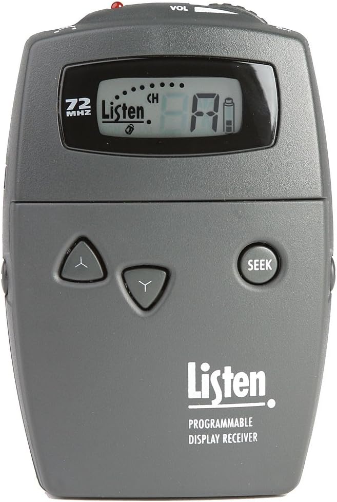 Listen Technologies LR-400-072 Portable Display RF Receiver, 72 MHz, Digital LCD, Channel Seek