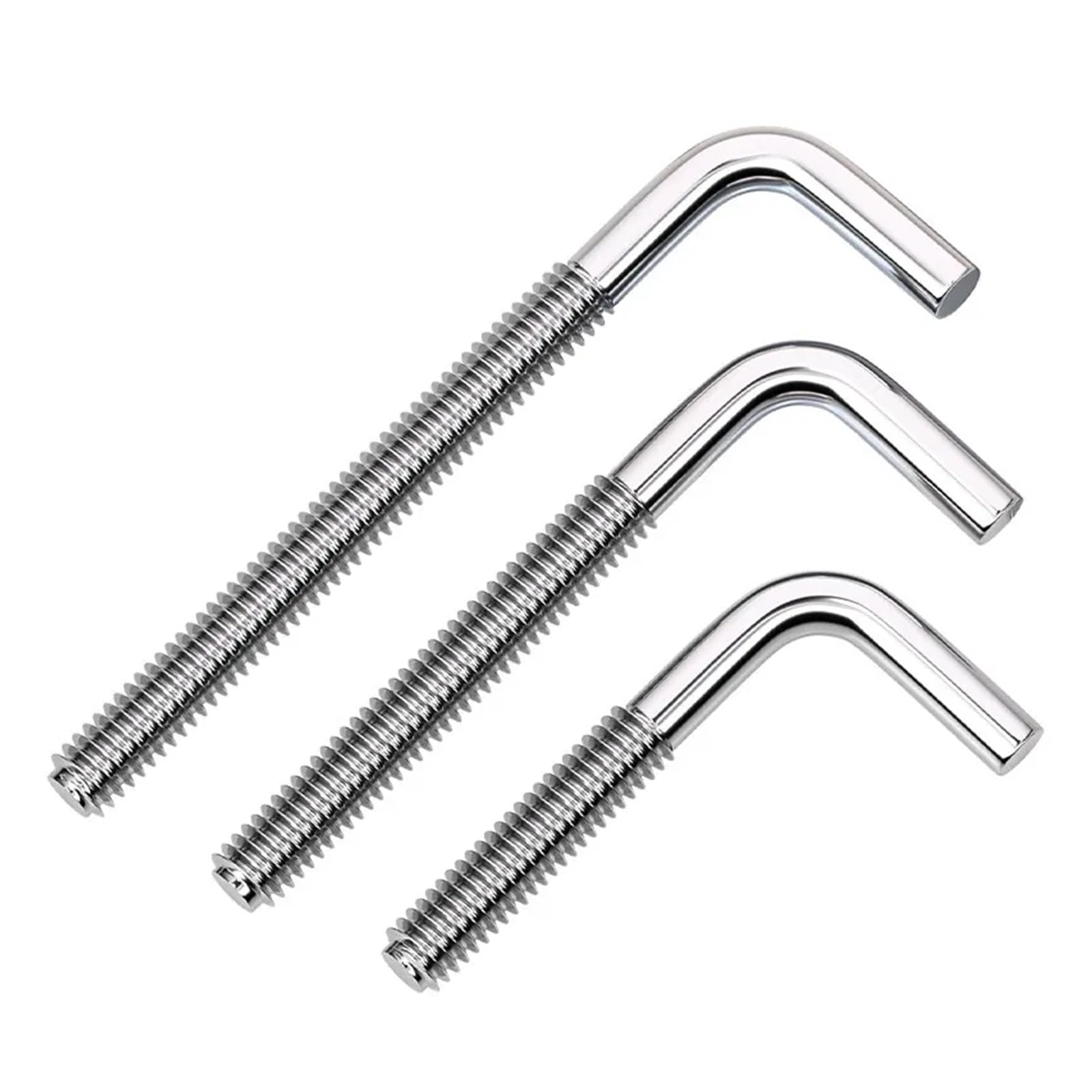 L-förmige Ankerbolzen aus Edelstahl 304 mit Muttern und Unterlegscheiben, Set M4, M5, M6, M8, M10, M12, rechtwinklige Schrauben, Vierkantbolzen(M10x200mm 2Sets)