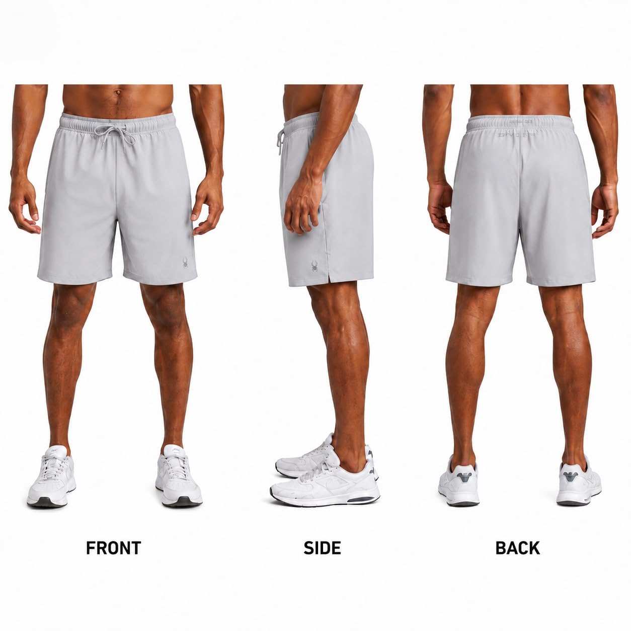 Spyder Pantalones cortos deportivos para hombre, ligeros, elásticos, con bolsillos para entrenamiento y correr, entrepierna de 8 pulgadas