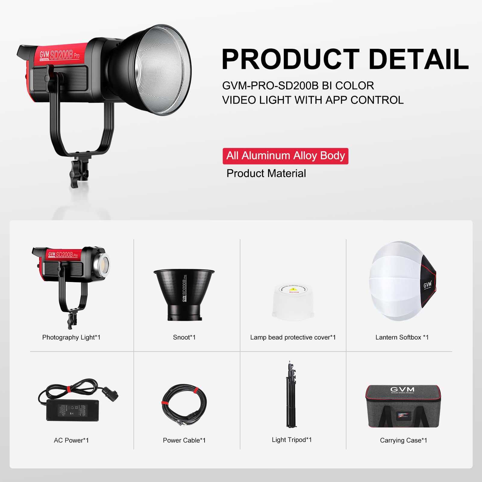 GVM LED Videoleuchte 200 W mit Softbox Laterne, Beleuchtungsset SD200B mit Netznetzwerk Bluetooth/DMX-Steuerung, Studio-Beleuchtungs-Set, 2700 K-6800 K, 12 Bühneneffekte