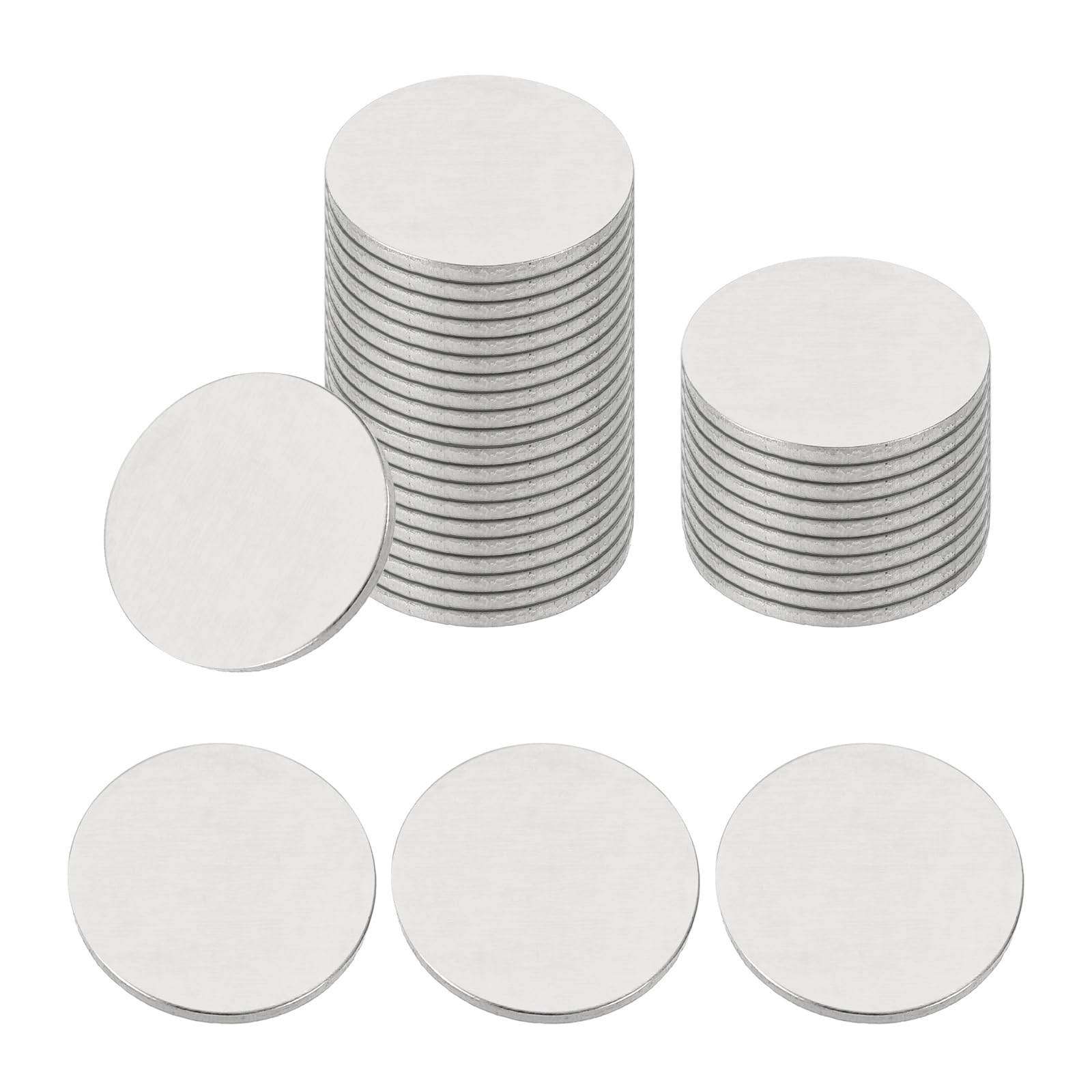 sourcing map 50Pcs Stainless Steel Disc, 31/32"(25mm) Dia. 0.07"(1.7mm) Thick Round Flat Metal Plate Stamping Blanks, Circle Metal Plate for Crafts Stamping Jewelry Making