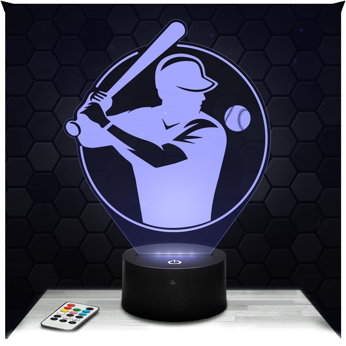 Lampephoto.fr - 3D Baseball Sport Lamp, Touch LED Night Light, 3D Hologram Effect, Christmas Birthday Gift Idea for Men Women, Bedroom Decoration Object