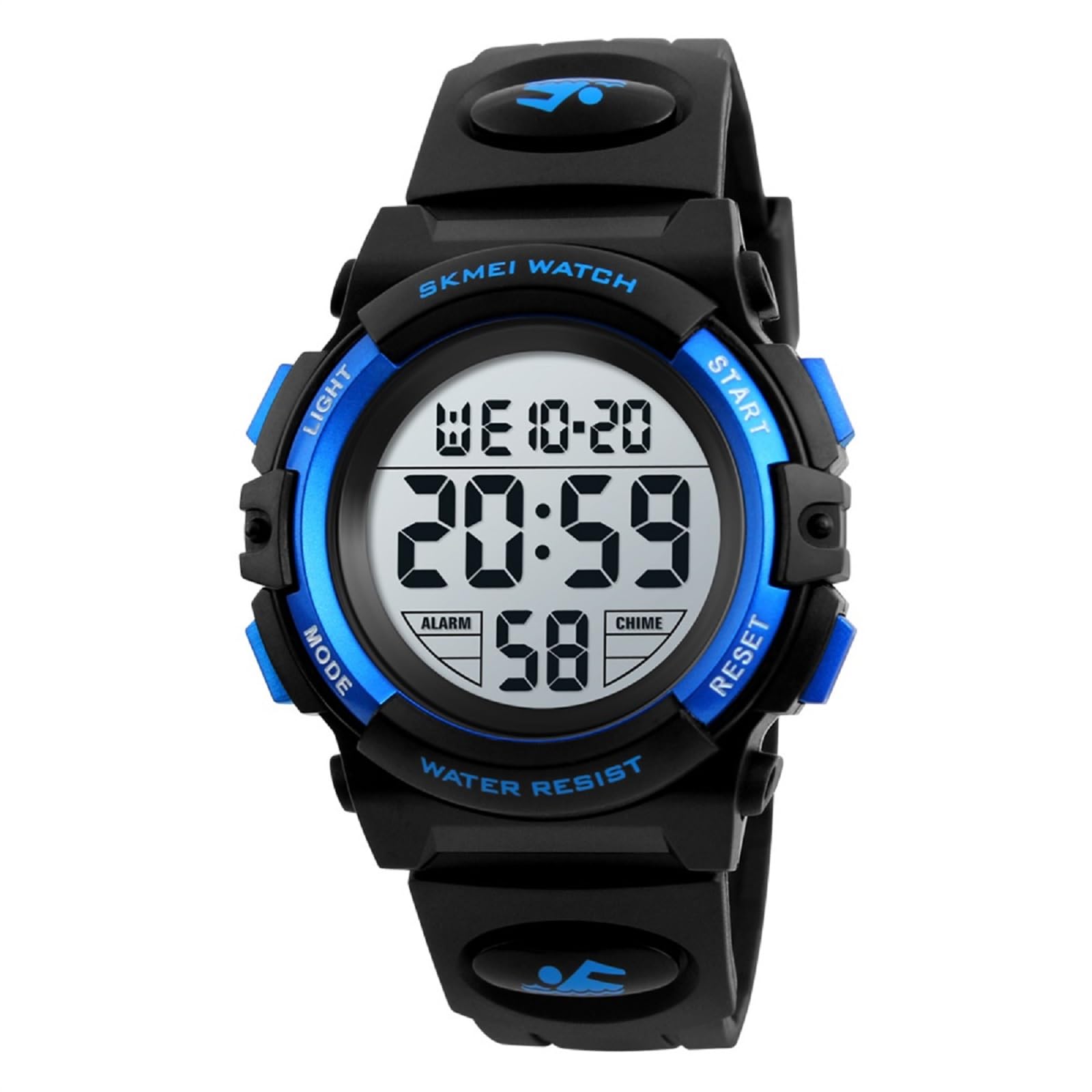 SKMEI Kids Watches,Digital Waterproof Sports Boys Watch with Night Light Girls Stopwatch for Age 5-12 Girls Gift Blue