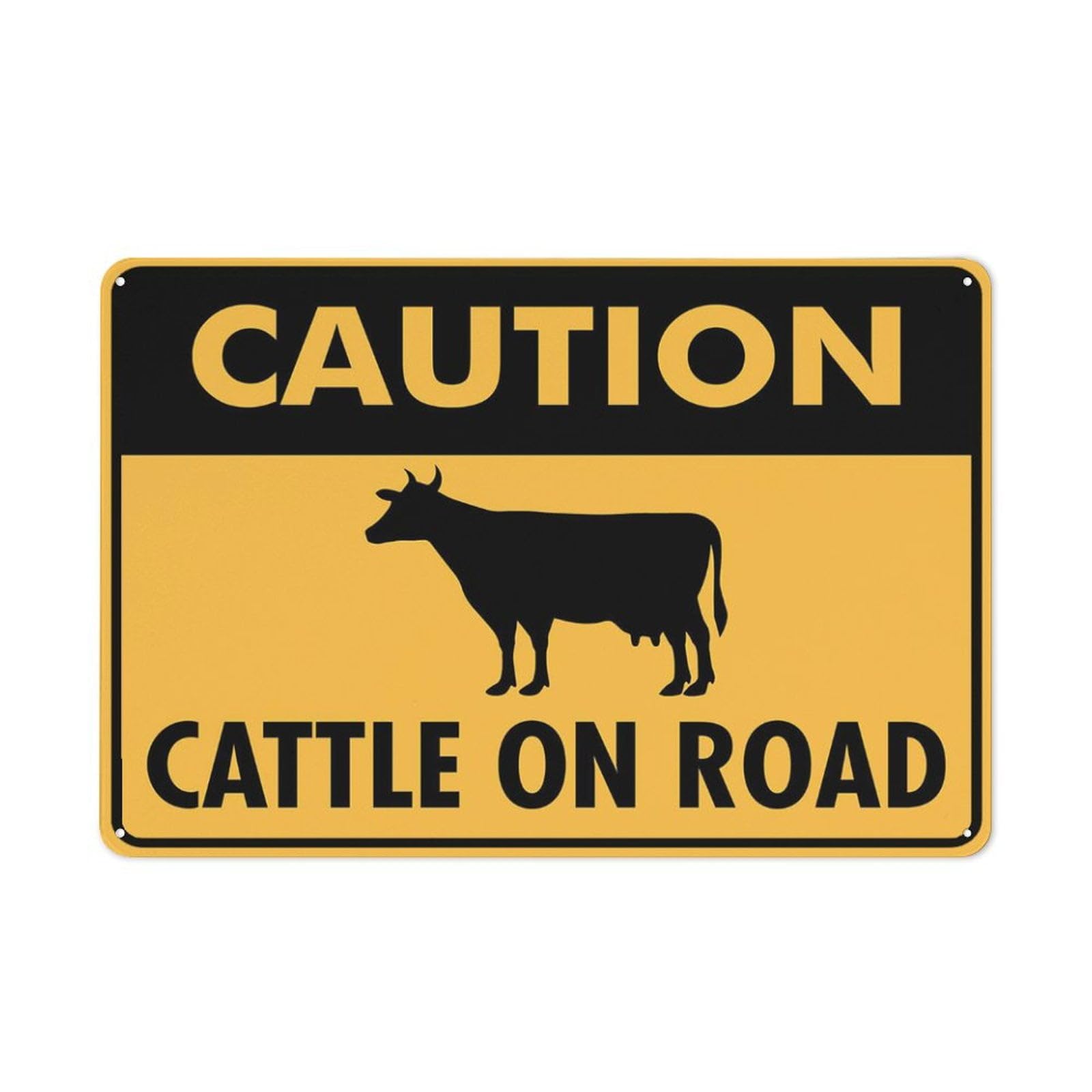 peiyeety Caution Cattle On Road Sign Outdoor Signs Aluminum 12X8 Inch Uv Ink Printed for House and Business