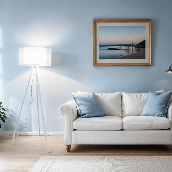 Easylight Easylight FLORA Ronde staande lamp hout stoffen kap grijs wit verblindend H :160cm E27 Scandinavische vloerlamp woonkamer photo 3