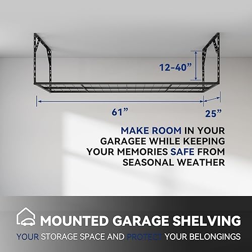 Miniatura 3 de DNIWTSAE Estante de almacenamiento de techo ajustable de 2 x 5.5 pulgadas, 66 pulgadas de largo x 24 pulgadas de ancho x 12-40 pulgadas de alto,