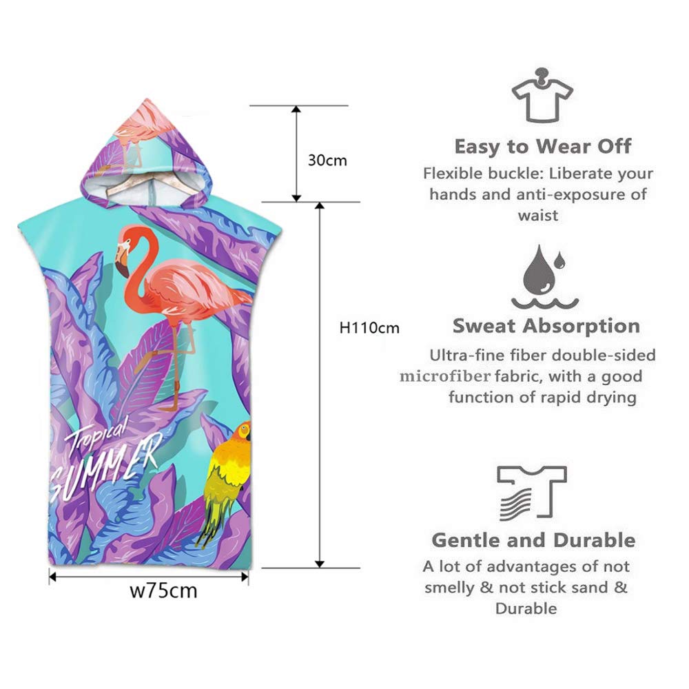 Poncho De Plage - Serviette à Capuche - Séchage Rapide - Pour Surf, Natation, Camping - Taille Unique